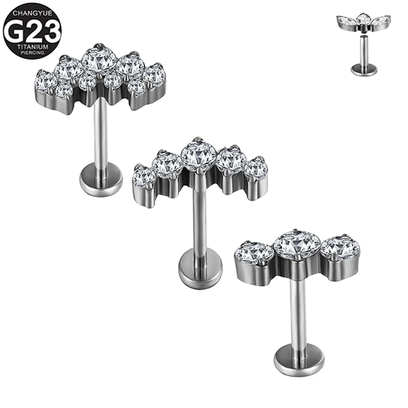 

1PC G23 Titanium Piercing Ear Nail Lobe Internal Thread Zircon Ear Cartilage Lip Earring Nail Tragus Stud Fashion Body Jewelry