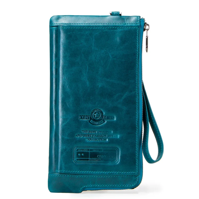 

Модный длинный кошелек из натуральной кожи для женщин, кредитница с технологией Rfid, бумажники на молнии, Дамский клатч с монетницей
