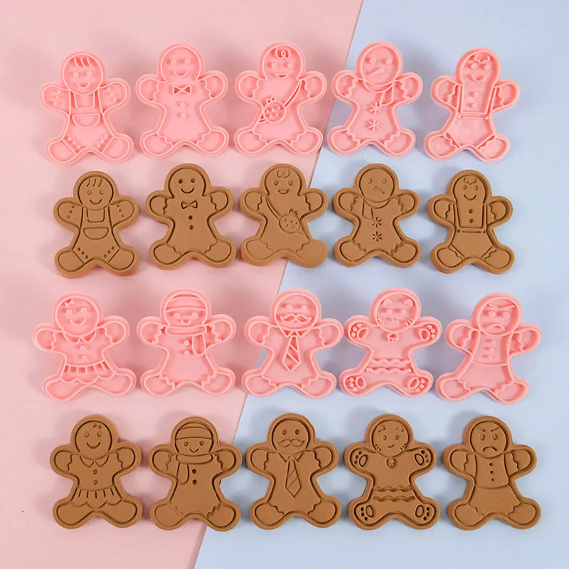 

10Pcs/box Gingerbread Christmas Cookie Cutters Set Biscuit Mold Stamp DIY Cake Decoration Navidad New Year Party Baking Tools