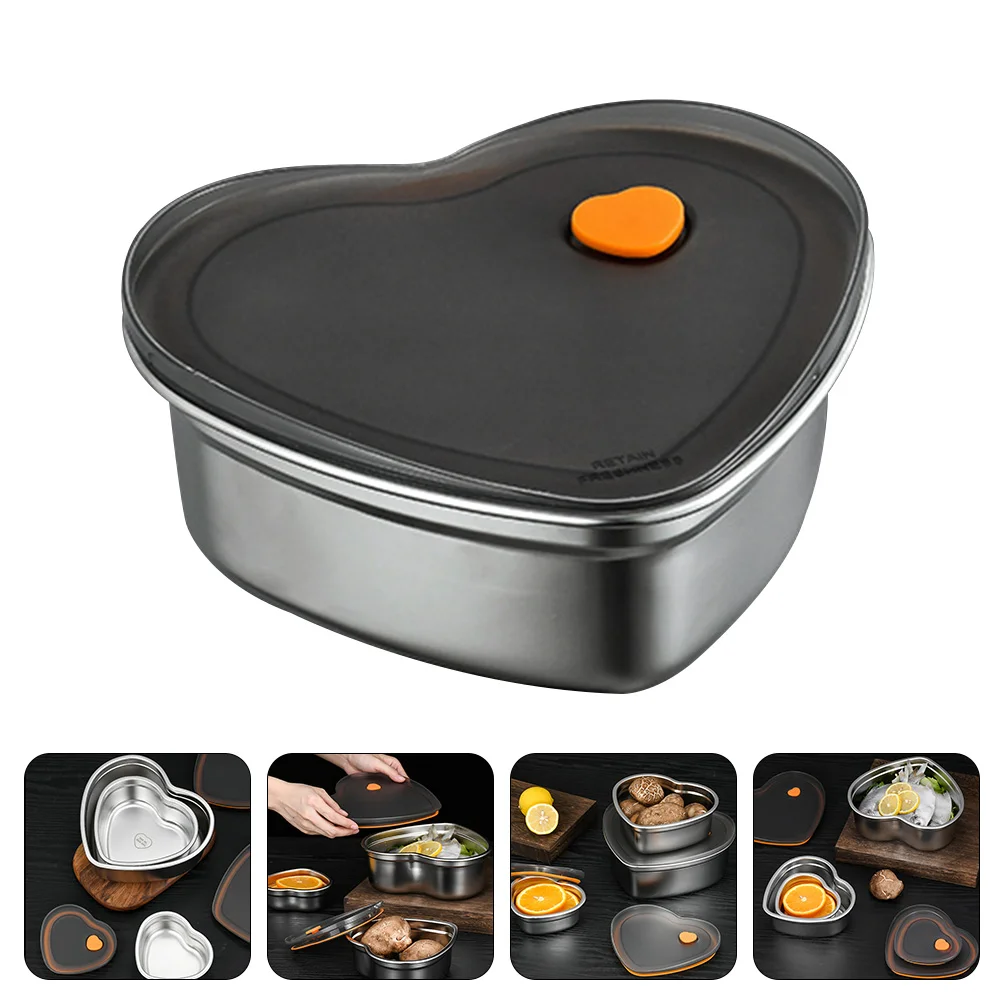

Box Lunch Containersbento Meal Prep Stainless Steel Container Heart Freezer Portable Lidsfresh Metal Keeping Boxes Storage