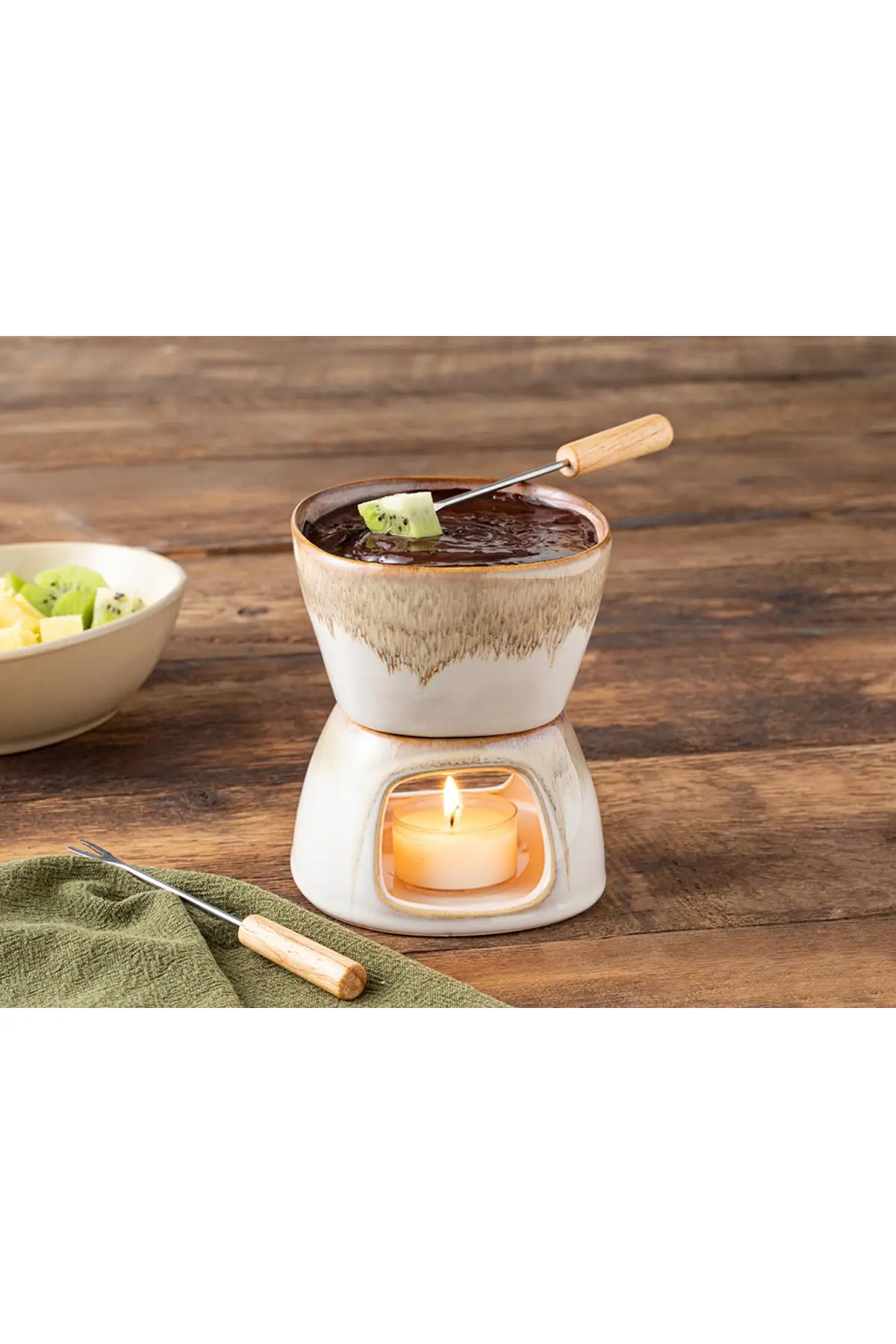 

Pleasure Stoneware Fondue Set 300 ml Beige Porcelain Single Tableware & Kitchen Home Furniture