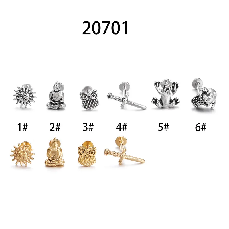 

1pc Special Owl Frog Ear Studs Ear Tragus Helix Cartilage Lobe Piercing Man Women Punk Gothic Earrings Body Piercing Jewelry 16g