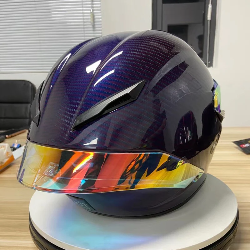 

Full Face Carbon Fiber Professional Racing Helmet DOT Iridium Carbon Motorcycle Helmet Replica with Detachable Spoiler Replica