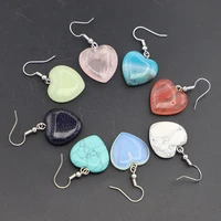 natural green luminous stone heart earrings pendants rose quartz opal crystal dangle women party wedding jewelry 1pair wholesale