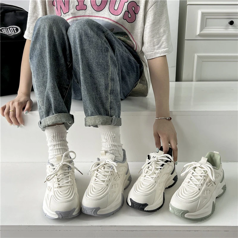 Fujeak Comfortable Sneakers for Women Size Large Non-slip Breathable Running Shoes Heightened Casual Shoes Trendy Female Shoes