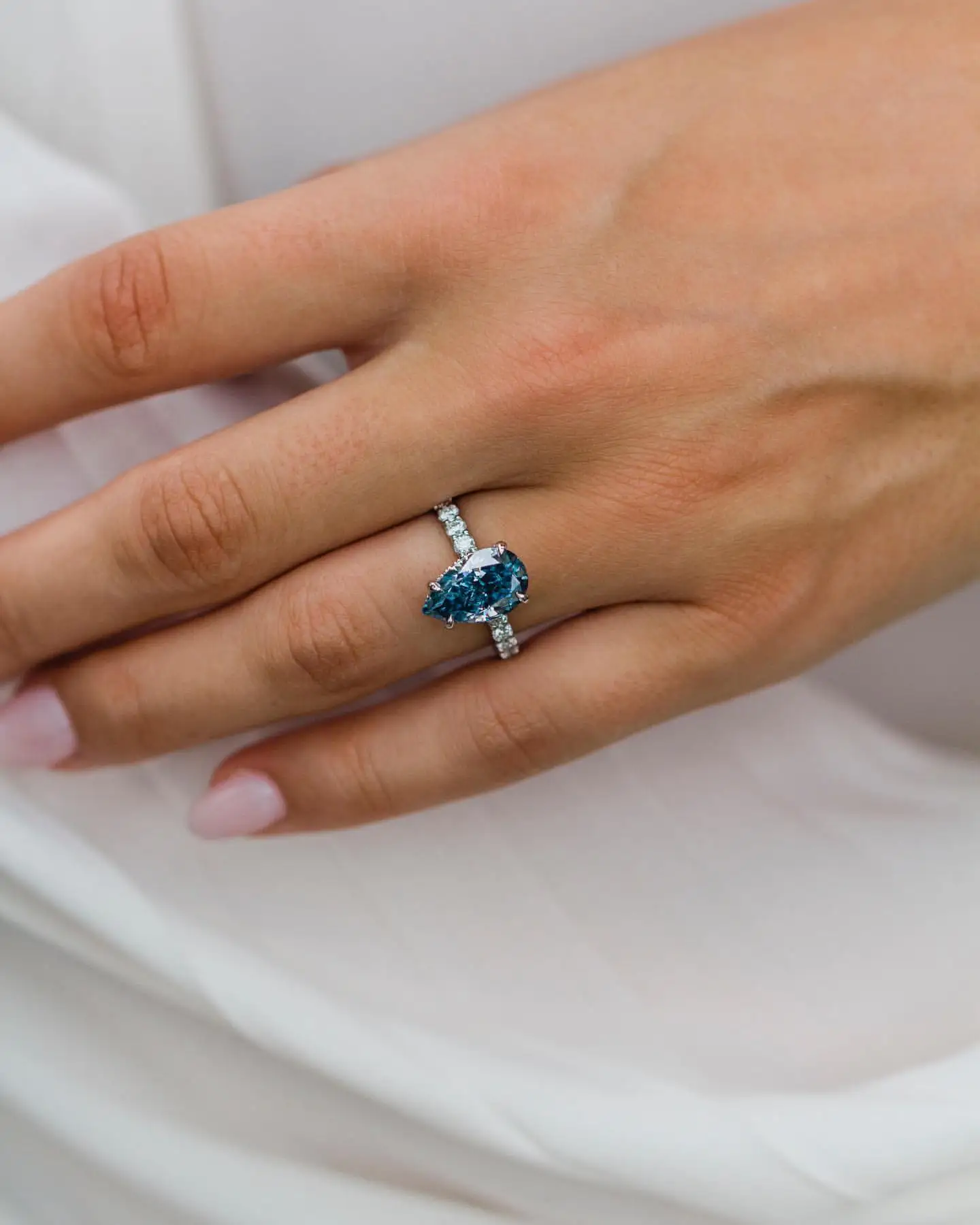 JOVOVASMILE Moissanite Ring 14k gold 4.05 Carat 13x7.8mm Crushed Ice Pear Cut Cornflower Blue Real au 750 585 Jewelry for Women