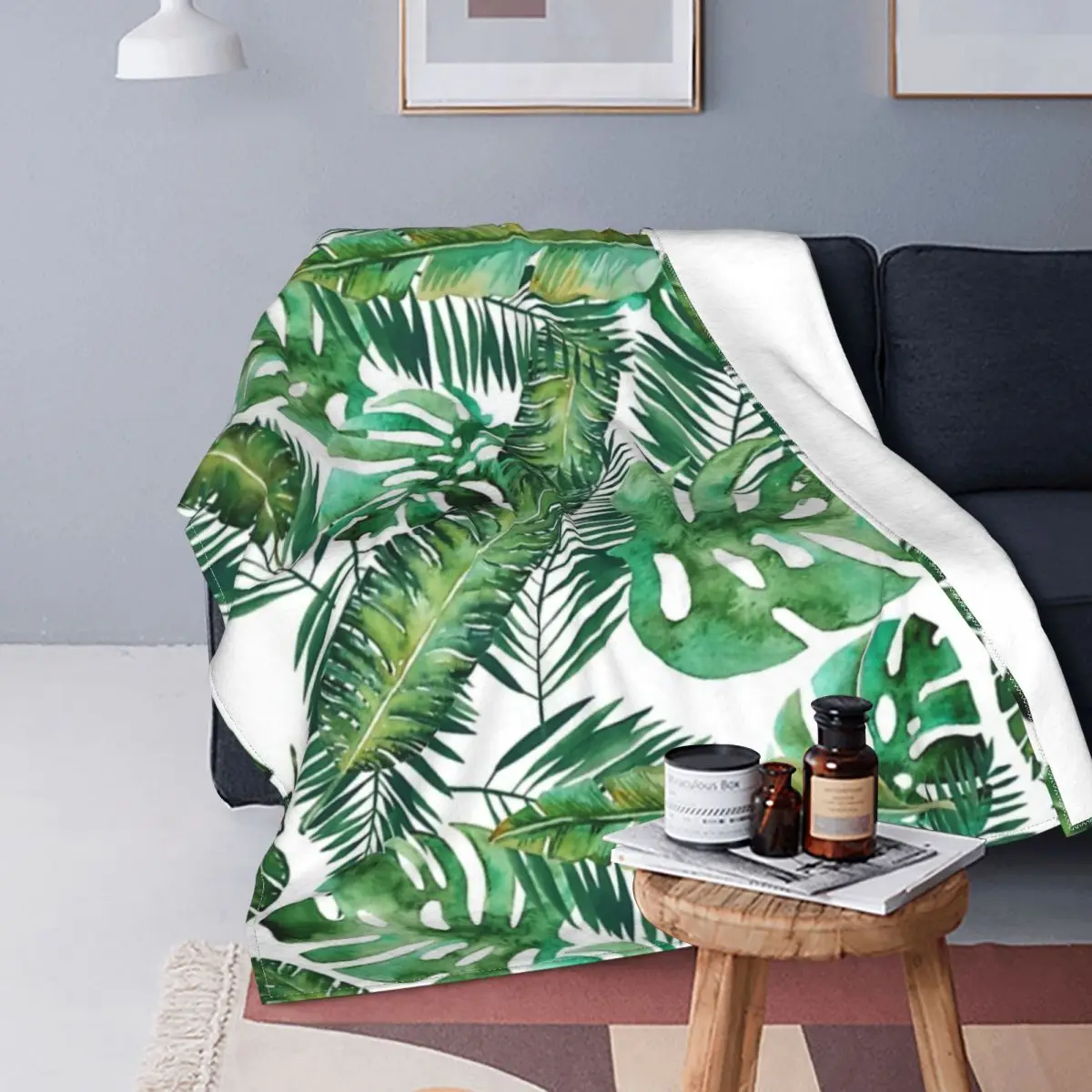 

Monstera Banana Palm Leaf Blankets Flannel Breathable Throw Blankets Sofa Throw Blanket For Couch Office Throws Bedspread Quilt