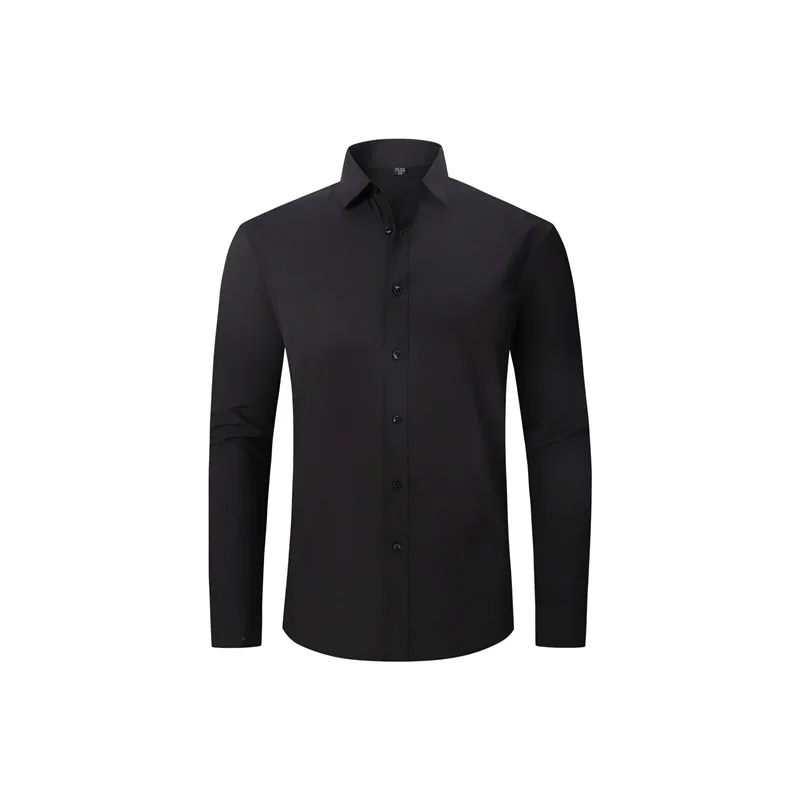Мужские эластичные рубашки с длинным рукавом и отложным воротником на пуговицах