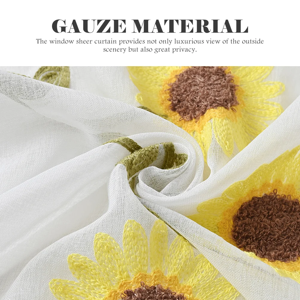 

Curtain Window Sheer Curtains Bedroom Drapery Drape Sunflower Semi White Flower Room Living Liners Kitchen Blackout Sound