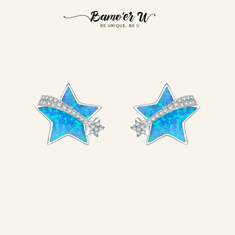 Женские серьги-гвоздики из серебра 925 пробы с опалом