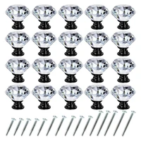 20pcs dresser drawer cabinet knobs 30mm diamond shaped crystal knobs pulls for kitchen wardrobe cupboard with 60 screw