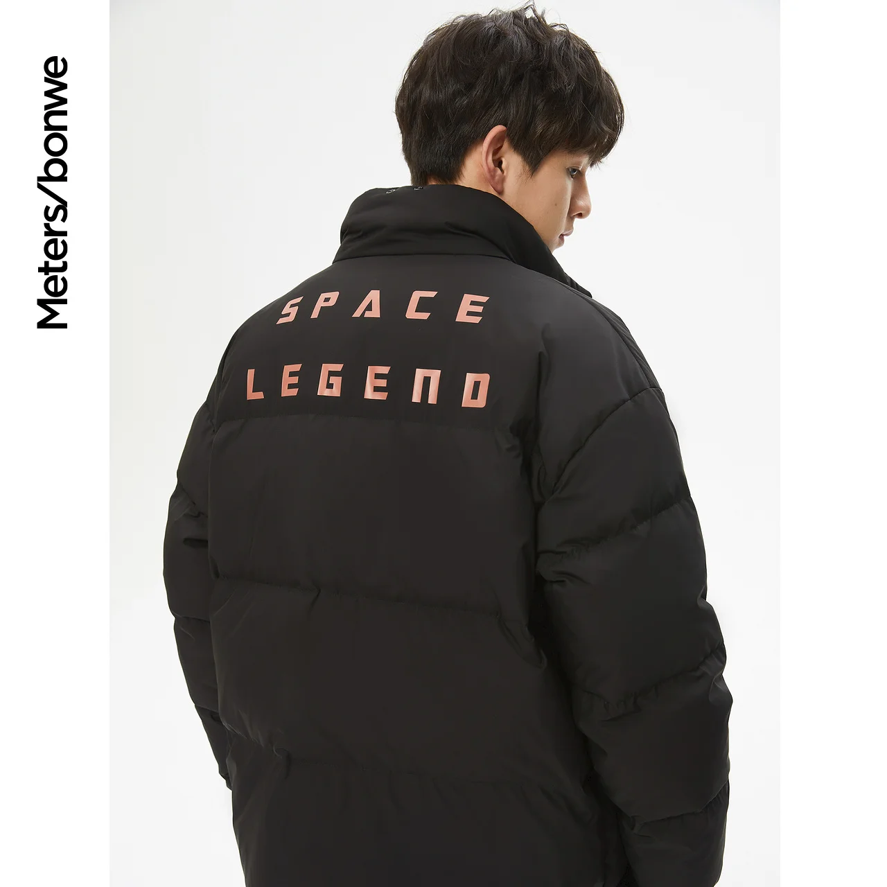 Metersbonwe Couple Stand Collar Short Down Jackets Men's 80% Duck Down Thick Letter Print Warm Wear Loose Women Winter Down Coat
