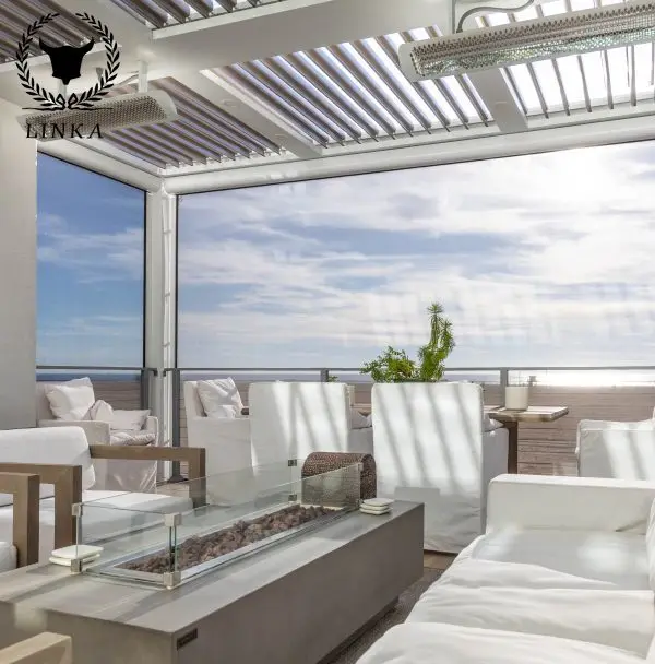 

Pergola for Garden Custom Bioclimatic Aluminium Modern Waterproof Top Classic Acrylic Metal China Glass Frame Style