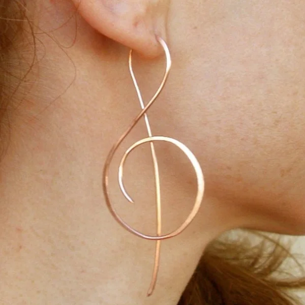 

2021 Trendy Music Symbol Earrings for women Simple Treble Clef Note earrings fashionTemperament Female