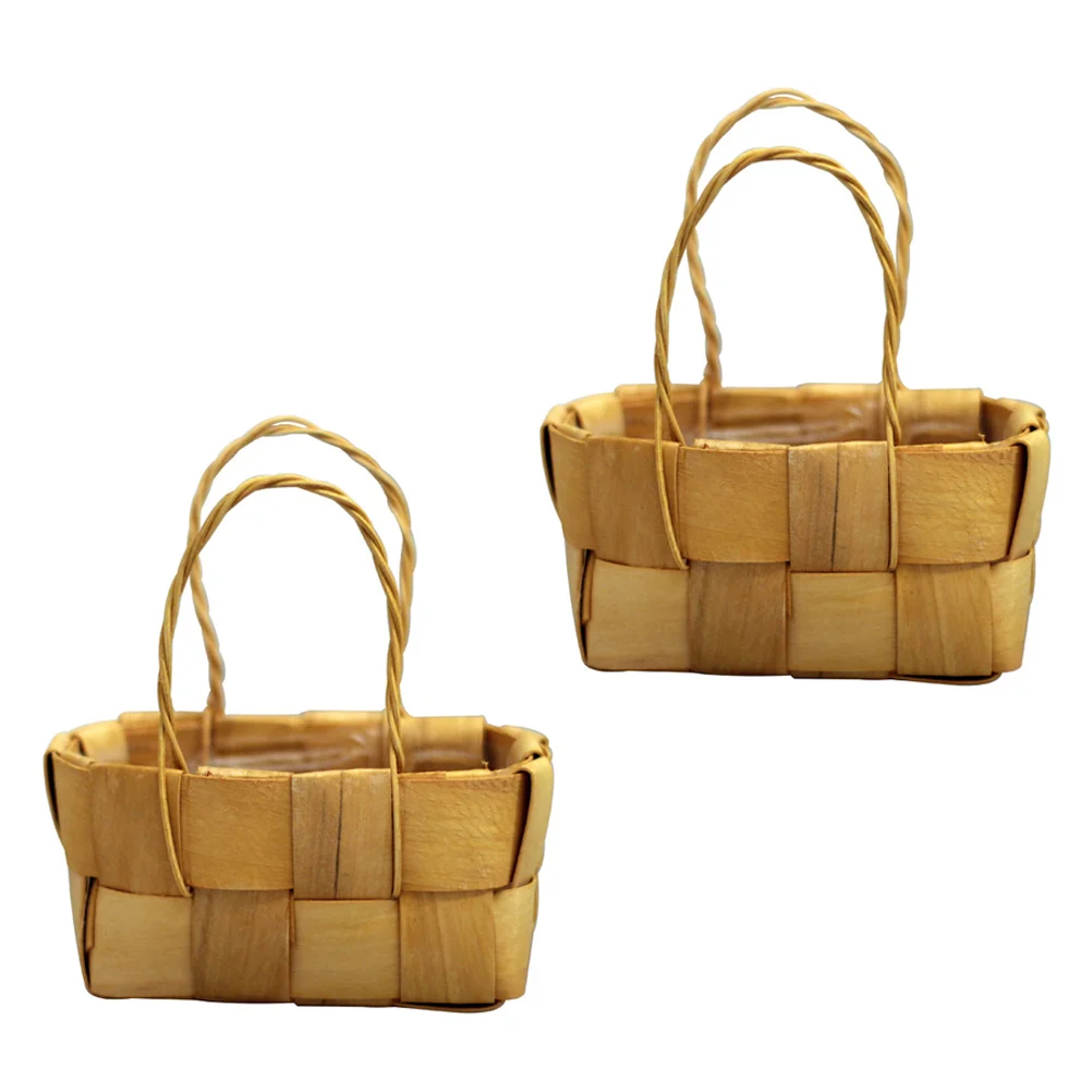 

Basket Flower Woven Mini Wicker Picnic Baskets Binwood Homestorage Simple Girl Portable Potprop Photo Decor Wedding Handle