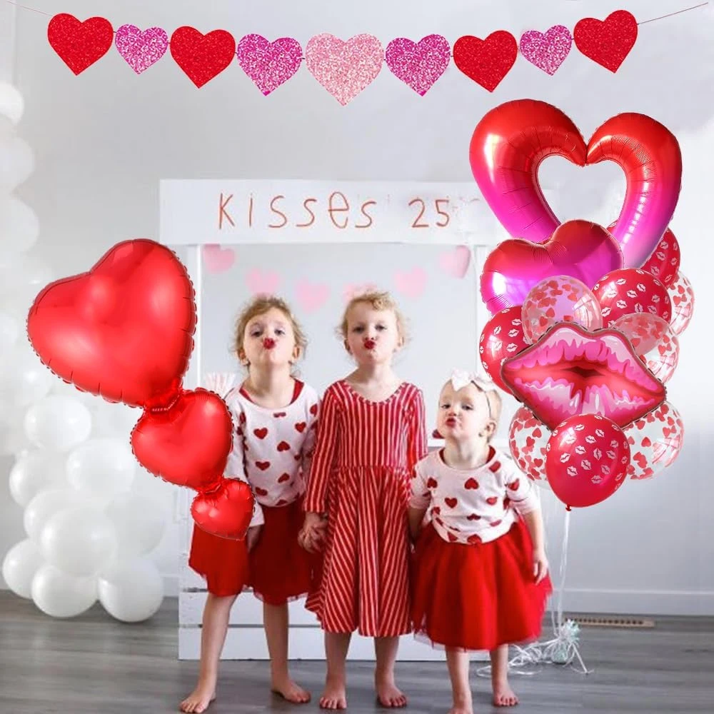 День святого Валентина набор воздушных шаров с красным сердцем и конфетти Я