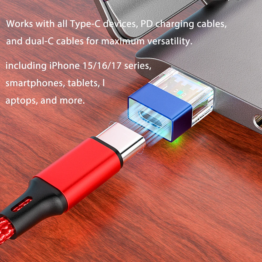 Фото Адаптер USB 3.0 на Type-C OTG, 2-в-1: передача данных и зарядка, совместим с iPhone серий 15/16/17 и устройствами USB-C №4