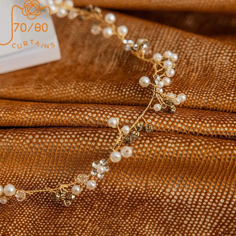 

European-style High-grade Orange Sprinkle Gold Dot Jacquard Blackout Curtains for Bedroom Living Room Villa Finished Product