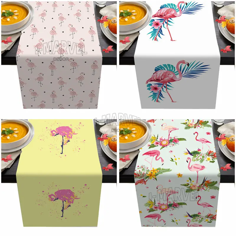 

Pink Flamingo Table Runner Rectangular Anti-stain Fabric Home & Garden Dining Wedding Dust Cover Decoration Luxury Tablecloth