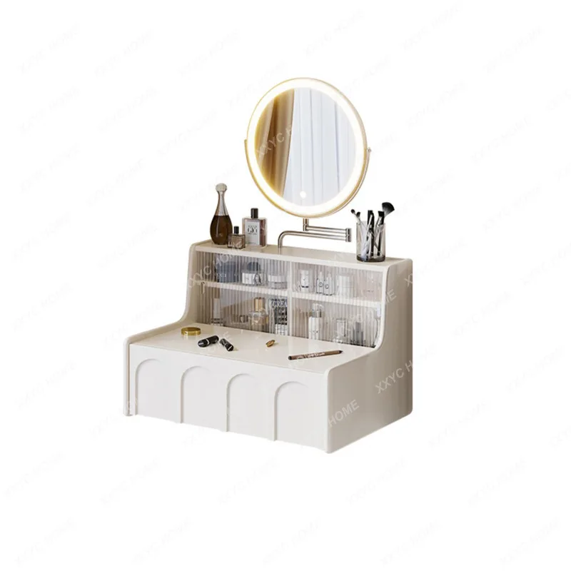 Подвесной туалетный столик стильный кремовый настенный для макияжа в маленькой