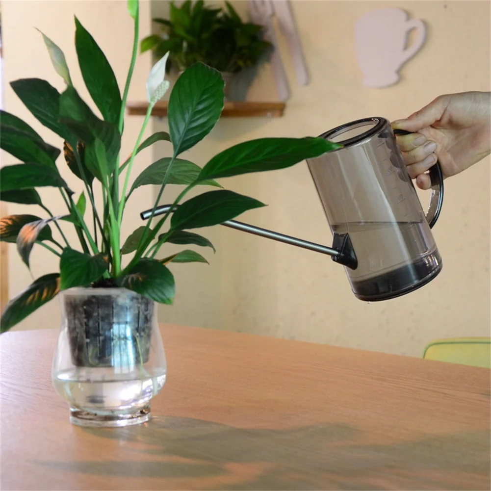 

1.5L Garden Stainless Steel Long Spout Watering Can Transparent Watering Pot Flowers Plants Water Bottle Irrigation Tools