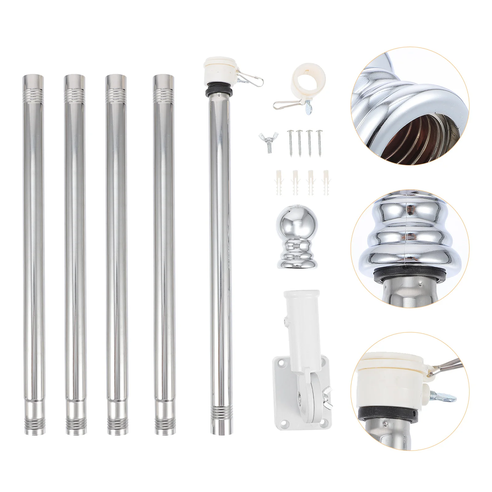 

Flag Pole Flagpole Kit Holder Wall Bracket Garden Mount Metal American Outdoor Base Set Stand House Display Porch Mounting