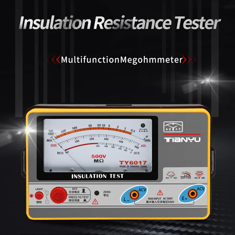 

NJTY Pointer Multimeter Type Insulation Resistance Tester Megohmmeter Voltmeter 100-250-500-1000V Megger Ground Resistance Meter