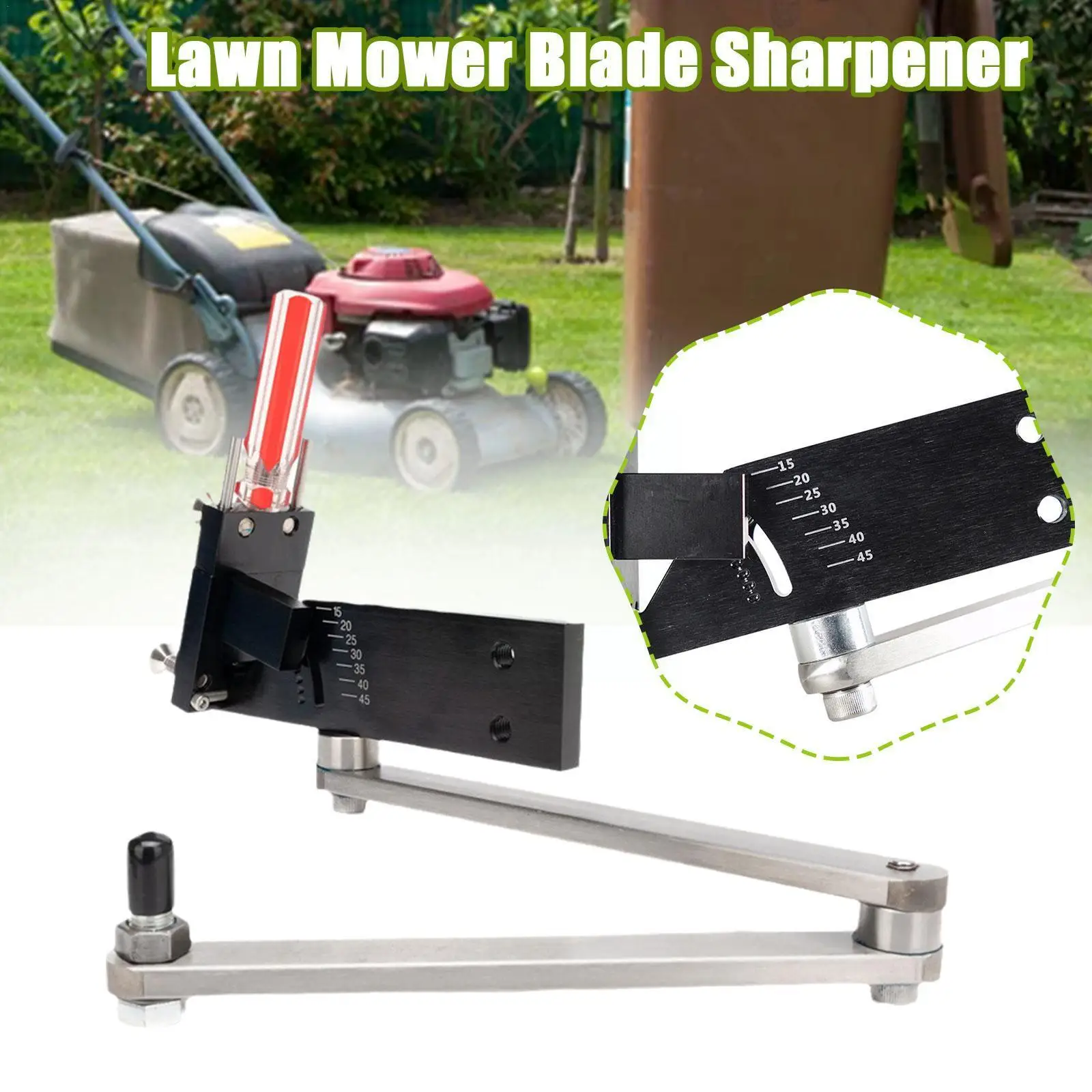 

Lawn Mower Blade Sharpener 15°-45° Adjustable For Straight And Standard Lawnmower Blades Sharpener U8v2