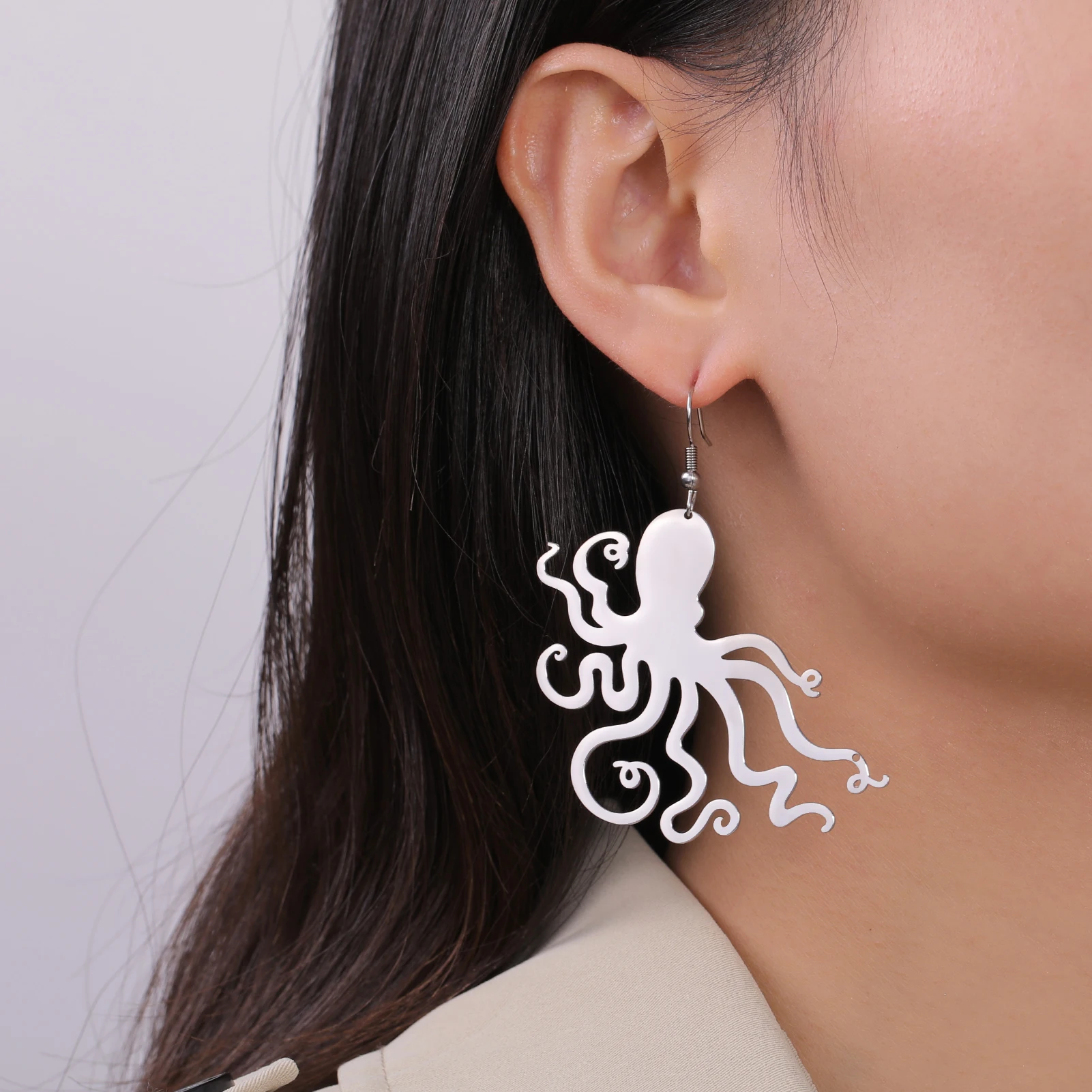 Висячие серьги Kkjoy из нержавеющей стали в виде осьминога висячие для женщин стиле