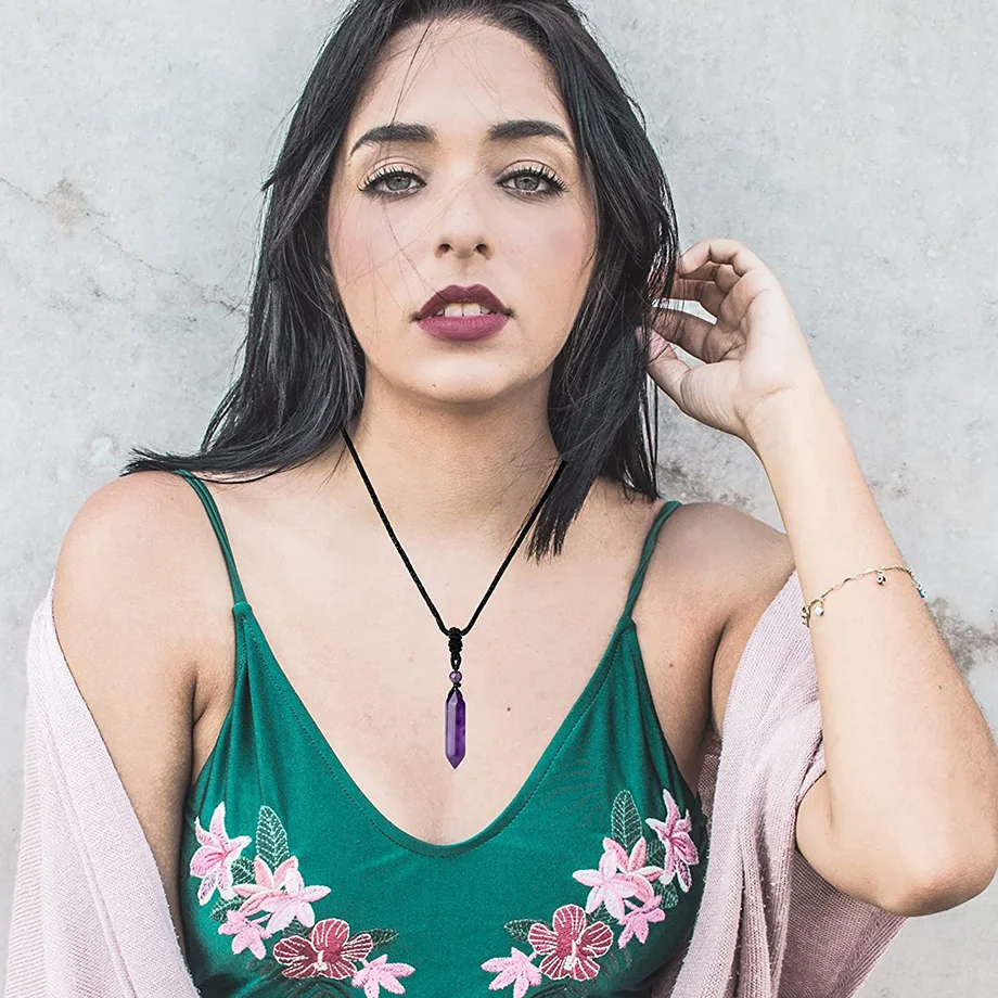 CSJA ожерелье из натурального камня кристальная подвеска кварцевый шестиугольный