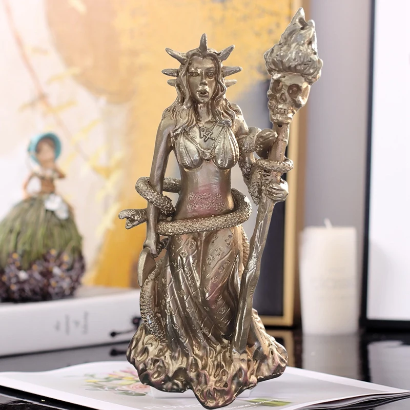 

Фигурка греческой богини Hekate Necromancy Deity, Волшебная мощная Скандинавская статуя ведьмы, белая, ведьма