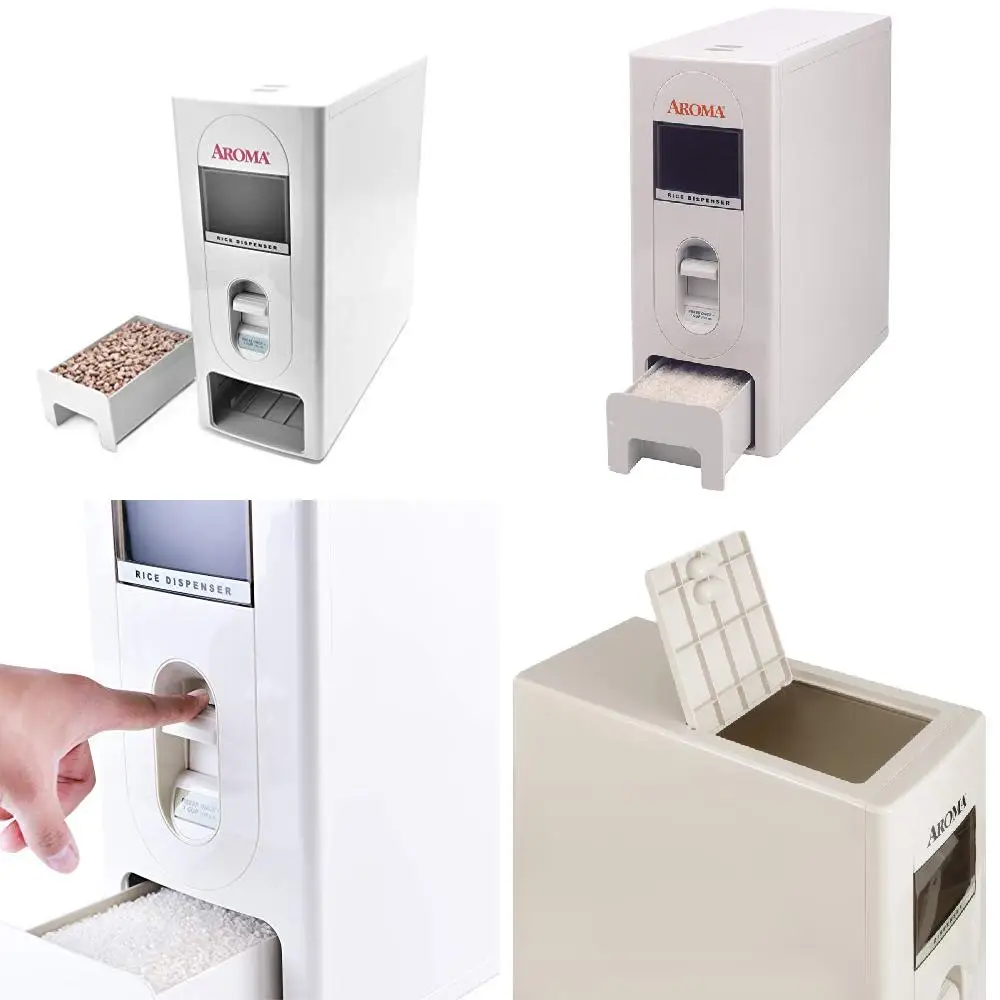 

Container for Kitchen” "White Automatic Practical 22lbs Kitchen Food Storage Container - Smart Dry Food Dispenser for Househo