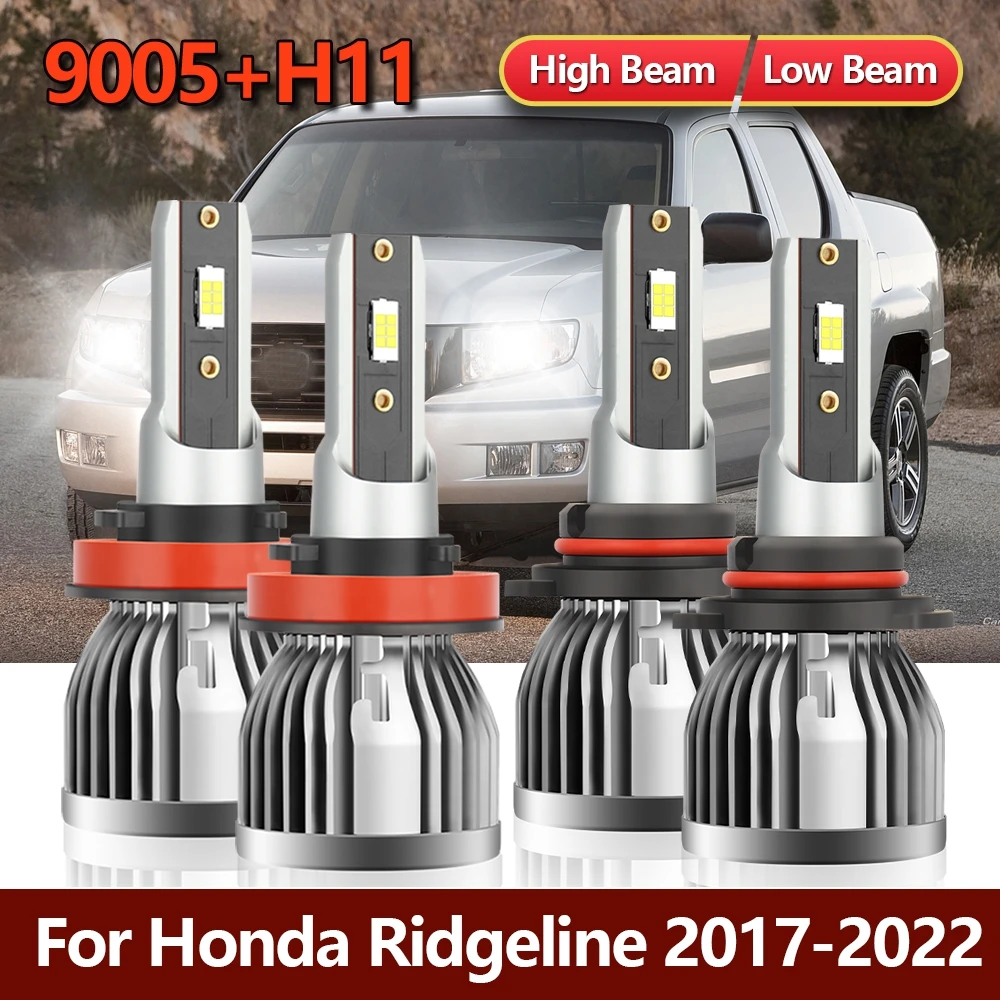 

4x светодиодный комплект фар комбинированные лампы 9005 H11 Высокая Низкая фара Яркий лампы CSP для Honda Ridgeline 2017 2018 2019 2020 2021 2022