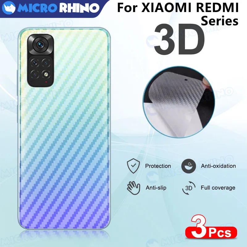 

3 Pcs Carbon Fiber Back film For XIAOMI Redmi 10 9A 9C 9 9T 8A 8 7A 7 6 6A S2 5A 5 PLUS GO Y3 K40 K30 K20 Pro Protector Film