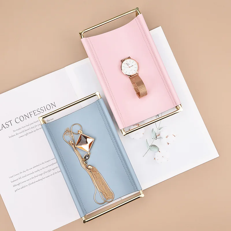 

Desktop Stationery Storage Porch Key Storage Tray Creative Living Room Leather Wrought Iron Rack Tray Decorations Desk Storage