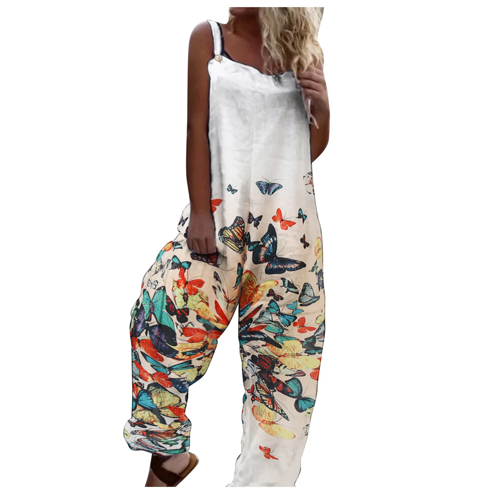 

Женский свободный комбинезон на бретелях, повседневный комбинезон без рукавов с принтом денежных купюр и вырезом, комбинезон на День свято...