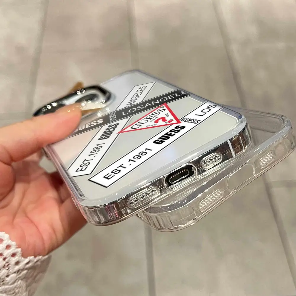 Фото Модный чехол для iPhone 17 Air 16 15 14 Plus 13 12 Pro Max 16e, противоударный, с прозрачной задней панелью, дизайн G-GuesS №4