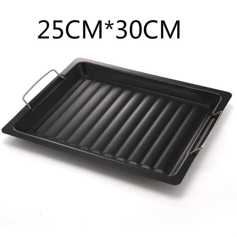 

Korean Style Black Square Barbecue Plate Frying Pan Thickened Non-Stick BBQ Outdoor Cookware Accessories