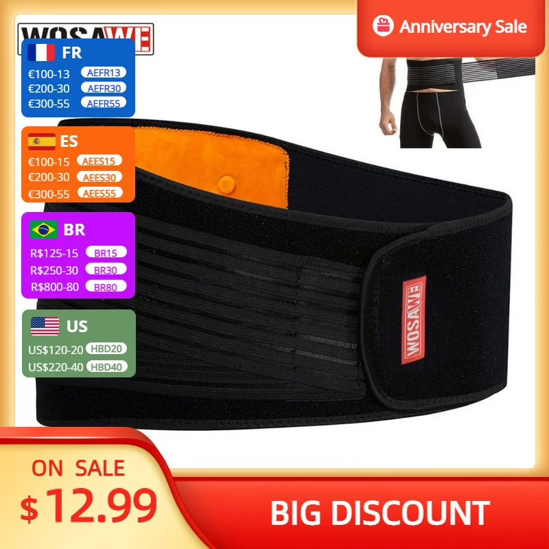 

WOSAWE Motorcycle Waist Support Double Spine Protection Lumbar Brace Belt Men Women Bodybuilding Gym Fitness Protective Gear
