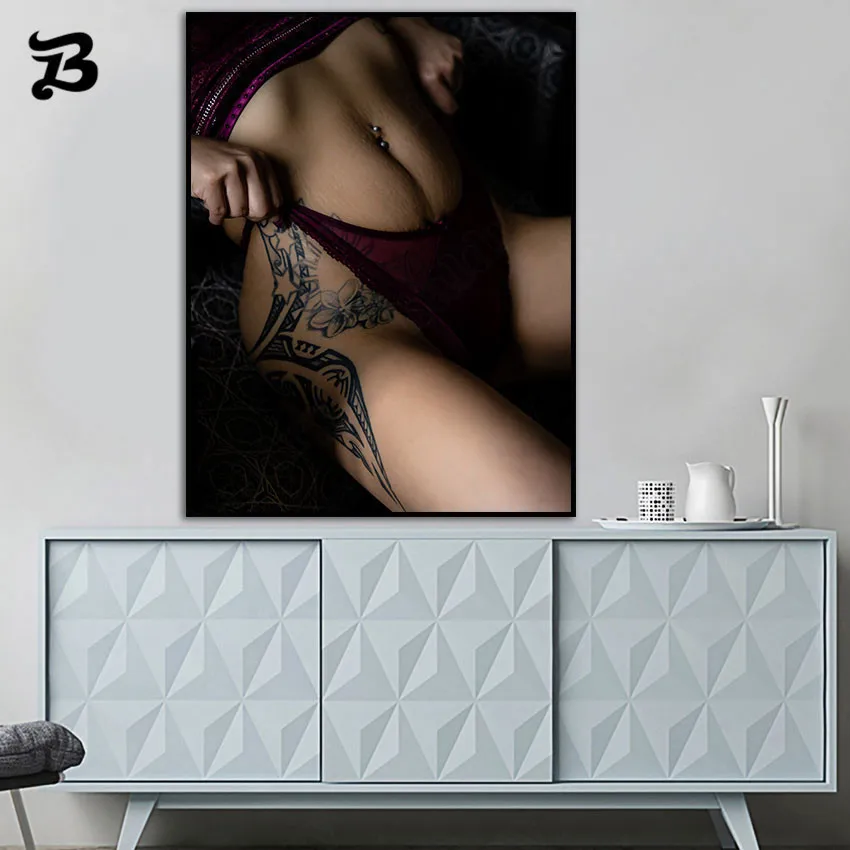 

Canvas Painting Tattoo Sexy Girl Good Body Wall Art Canvas Poster and Print Figure Painting for Living Room Home Wall Decoration