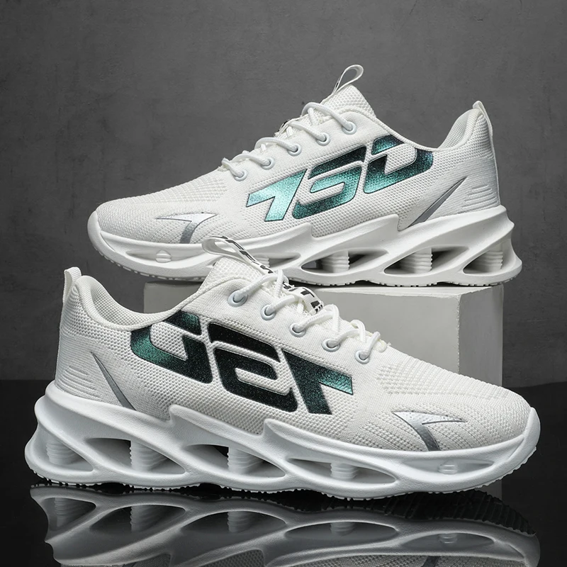 

New Men Lightweight Knit Mesh Running Shoes Outdoor Non-slip Breathable Sports Shoes Shock Absorption Walking Shoes