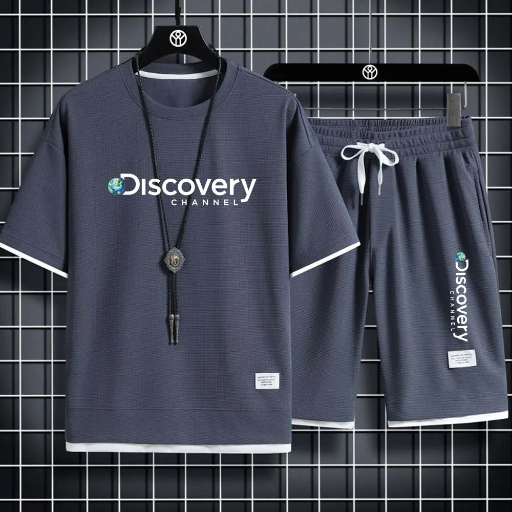 Summer Men's Sets Fashion Korean Tracksuit Men Short Sleeve T Shirts+Sport Shorts Suit Men Casual Men Clothing Mens Joggers Sets