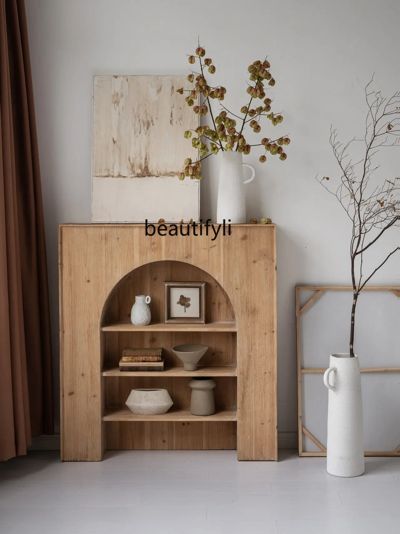 

Винтажный камин zq, имитация массива дерева, шкафчик для сувениров, деревянный цвет, деревянная арка, для гостиной, простой входной шкаф