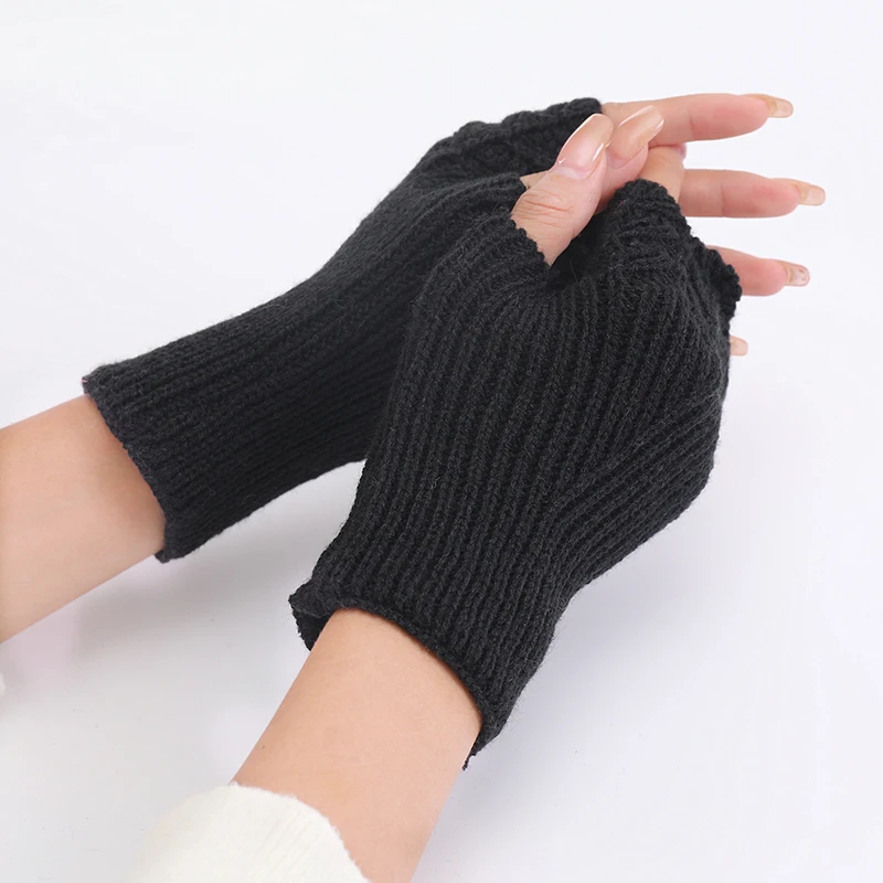 

1 Pairs Women Winter Fingerless Gloves Soft Warm Wool Knitted Mittens Short Elastic Wrist Arm Warmers Outdoor Cycling Globes