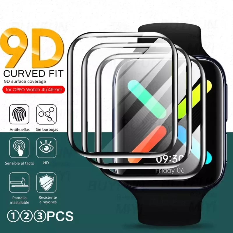 

1-3PCS 9D Curved Soft Fiber Protective Glass For OPPO Watch 41MM 46MM Smartwatch Screen Protectors Film Cover Smart Accessories