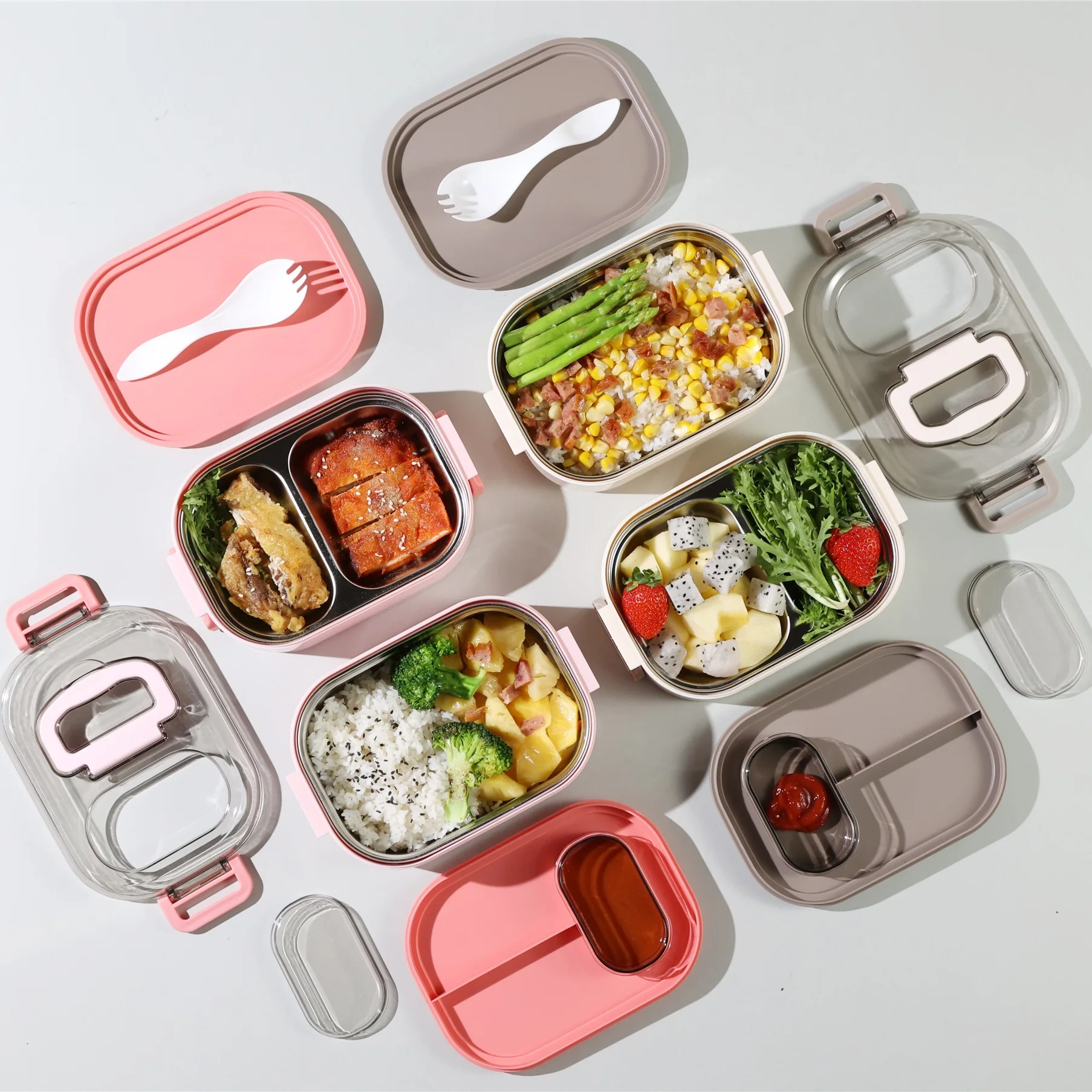 

Office Worker Lunch Box Double-layer Stainless Steel Microwave Oven Heating Bento Box Set Student Tableware Food Insulation Box