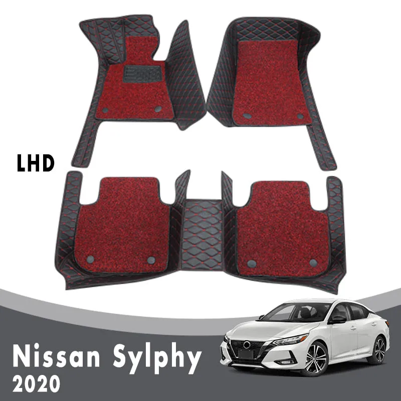 

Luxury Double Layer Wire Loop Car Floor Mats Carpet For Nissan Sylphy 2020 Auto Interior Leather Rugs Accessories Styling Covers