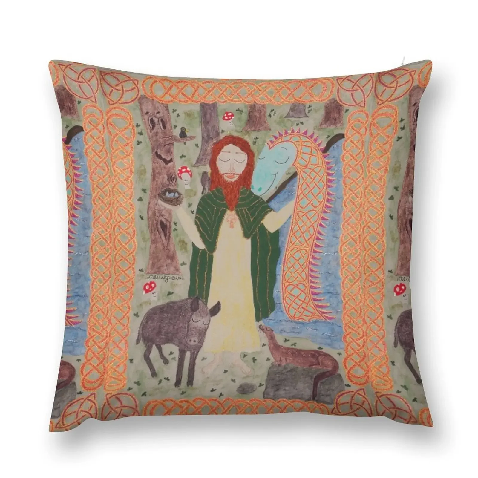 Декоративная подушка Saint Kevin of Glendalough на заказ декоративная для фотографий