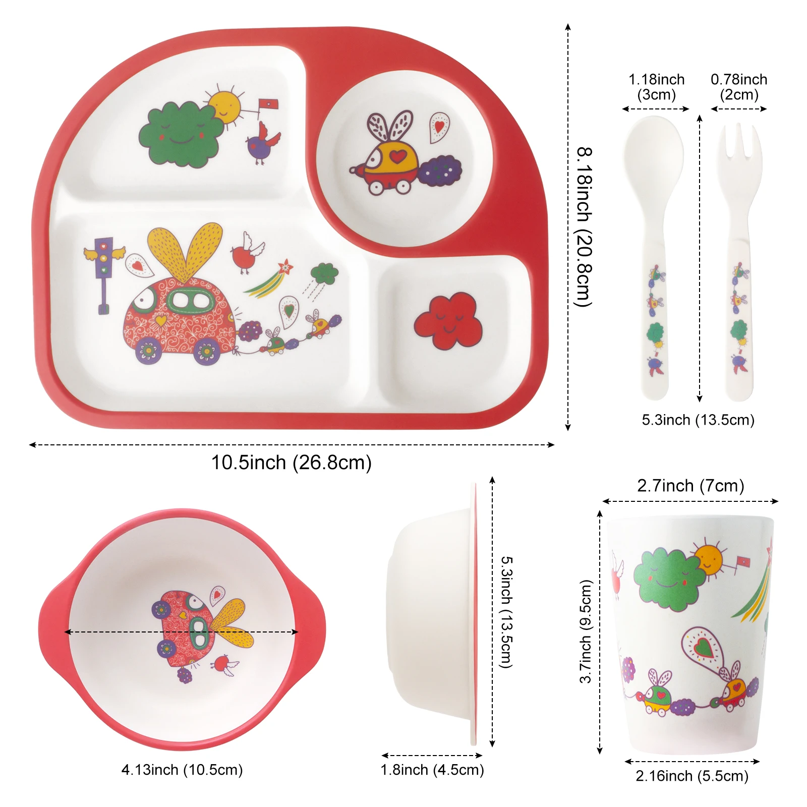 Детская тарелка из натурального бамбукового волокна для кормления ребенка милая
