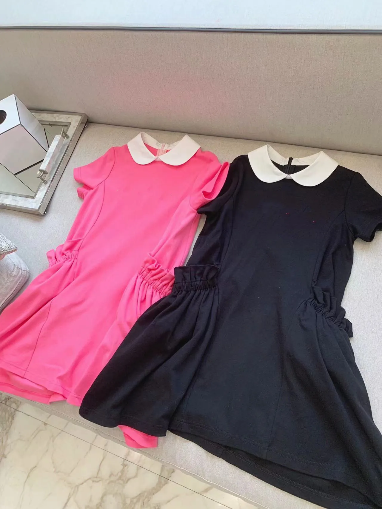 

2022 Summer Black Pink Girls Dress letter print pocket girls' clothing girls' clothing 100-150 cm